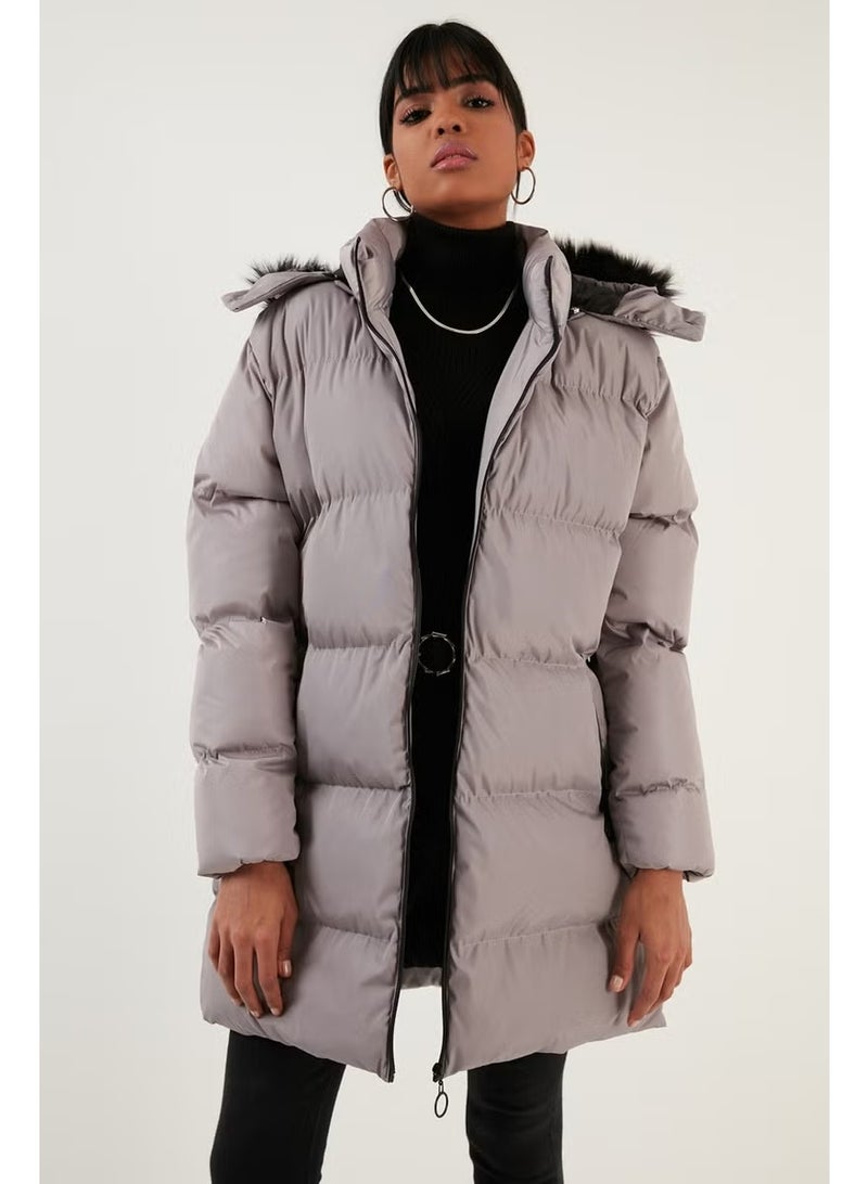 Lela Women's Coat with Faux Fur Collar, Removable Hooded and Pocketed Puffer Coat 5761645 - Image 1